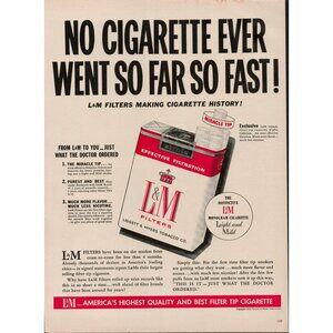 1954 L and M Cigarettes Vintage Print Ad, Ligget & Myers Tobacco Co.  (L5)